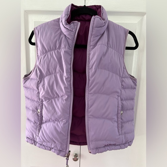 LL Bean Vest Goose Down Reversible Insulated Puffer Purple/light purple Small - Picture 6 of 10